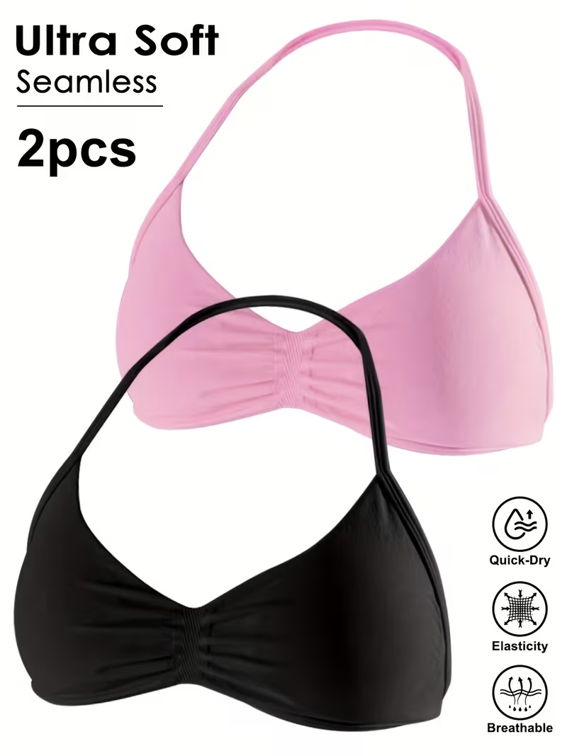 Sports Bra Racerback - قطعتان من توبات رياضية نسائية بدون